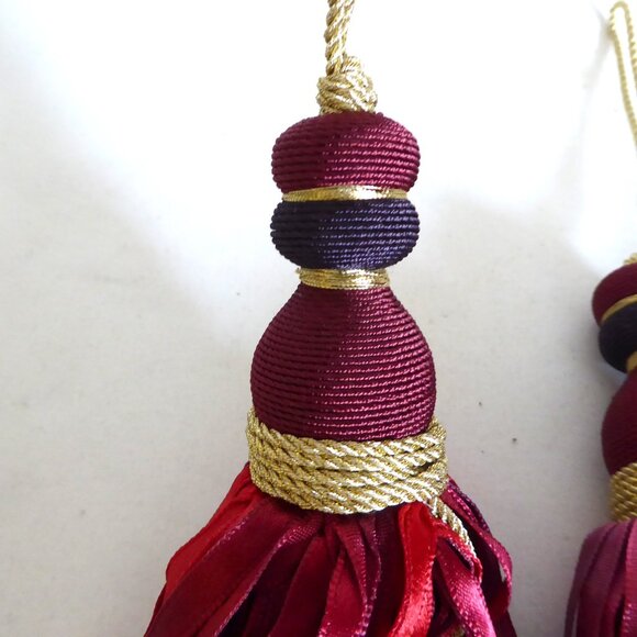 NEW 6.5” DECORATIVE ACCENT RED PURPLE BURGUNDY RIBBON TASSEL SET OF 3 - Picture 4 of 8